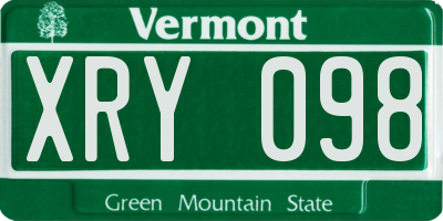 VT license plate XRY098