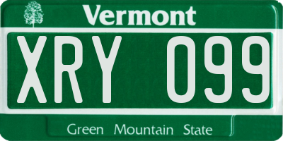 VT license plate XRY099