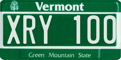 VT license plate XRY100