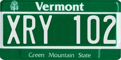 VT license plate XRY102