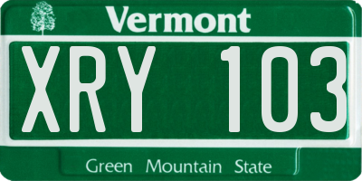 VT license plate XRY103