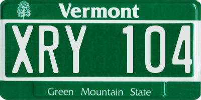 VT license plate XRY104