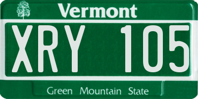 VT license plate XRY105