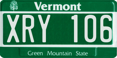 VT license plate XRY106