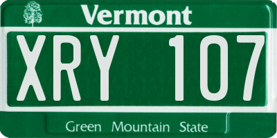 VT license plate XRY107