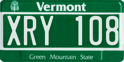 VT license plate XRY108