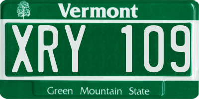 VT license plate XRY109