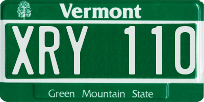 VT license plate XRY110