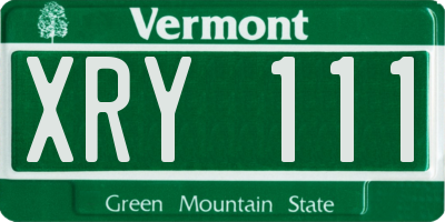 VT license plate XRY111