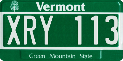 VT license plate XRY113