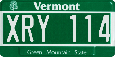 VT license plate XRY114
