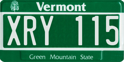 VT license plate XRY115