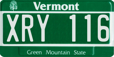VT license plate XRY116