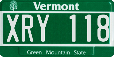VT license plate XRY118