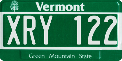 VT license plate XRY122