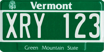 VT license plate XRY123