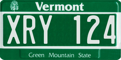 VT license plate XRY124