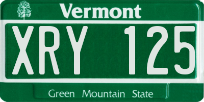 VT license plate XRY125