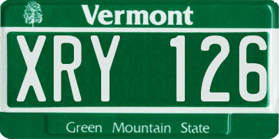 VT license plate XRY126