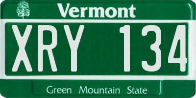 VT license plate XRY134