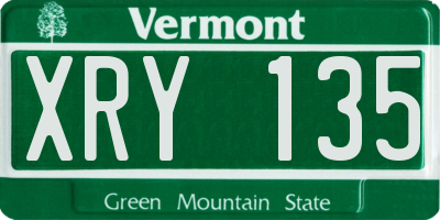 VT license plate XRY135