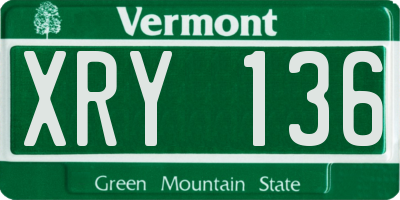 VT license plate XRY136