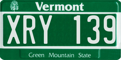 VT license plate XRY139