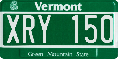 VT license plate XRY150