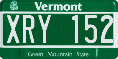 VT license plate XRY152