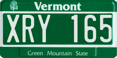 VT license plate XRY165