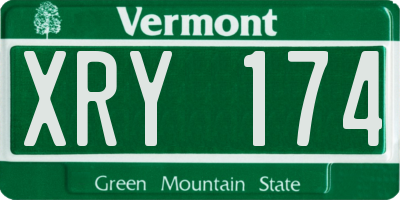 VT license plate XRY174