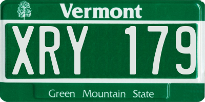 VT license plate XRY179
