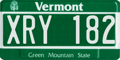 VT license plate XRY182