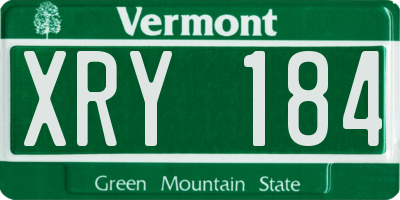 VT license plate XRY184
