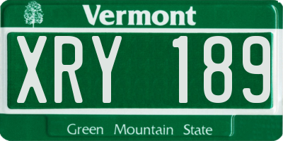 VT license plate XRY189