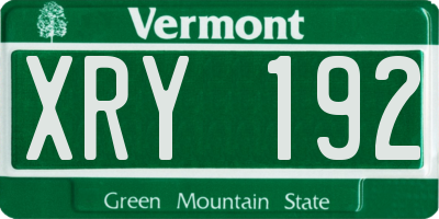 VT license plate XRY192