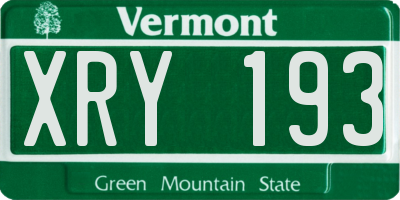 VT license plate XRY193