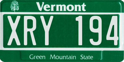 VT license plate XRY194