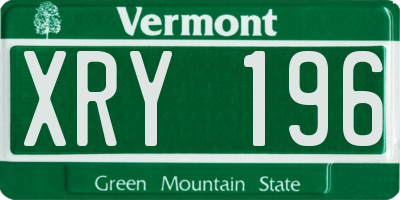VT license plate XRY196