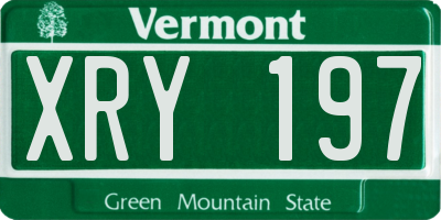 VT license plate XRY197