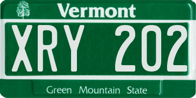 VT license plate XRY202