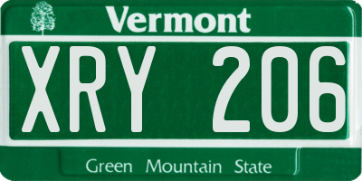 VT license plate XRY206