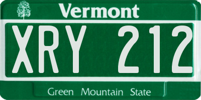 VT license plate XRY212