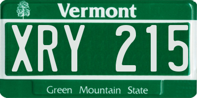 VT license plate XRY215