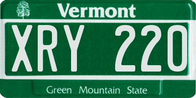 VT license plate XRY220