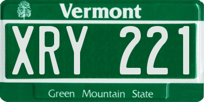VT license plate XRY221