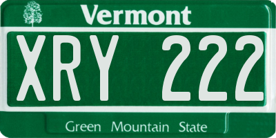 VT license plate XRY222
