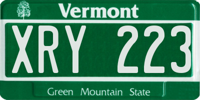 VT license plate XRY223