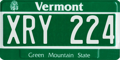 VT license plate XRY224
