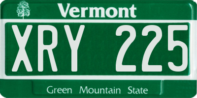 VT license plate XRY225